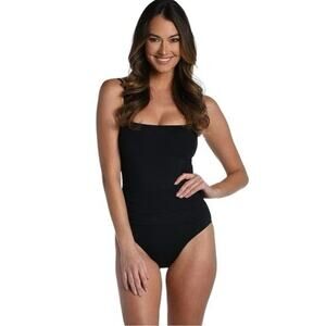 Ruched Island Goddess Vacation One Piece Swimsuit La Blanca Womens Black Size 12